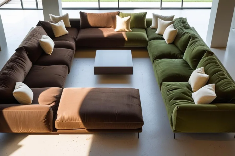 Sofa ruang tamu dengan warna earth tone dari toko furniture terdekat