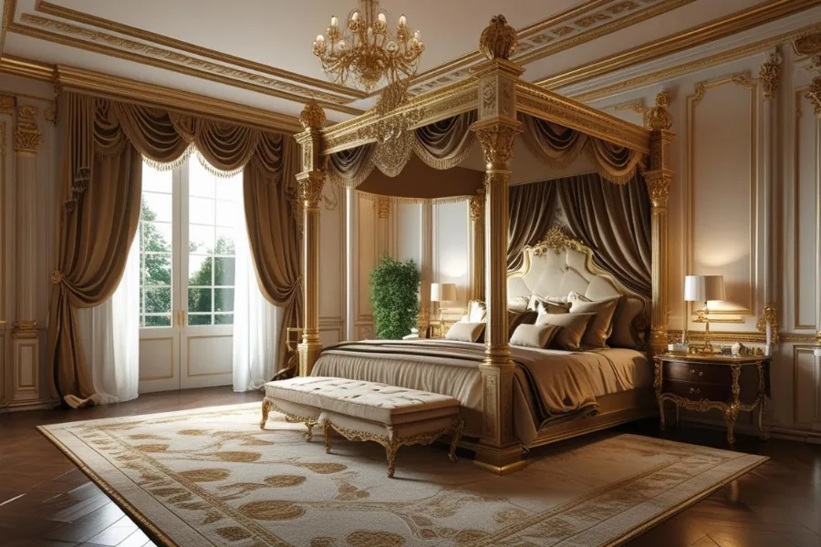 Desain Kamar Tidur Mewah Serasa di Istana