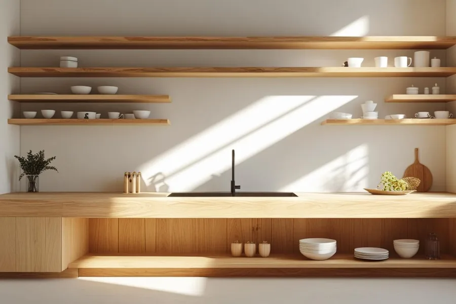 Dapur Minimalis Modern Kayu Hangat