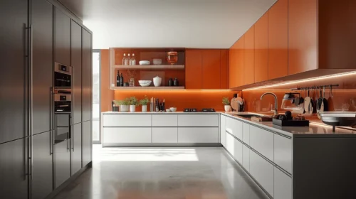 Dapur Minimalis Modern dengan Aksen Warna Bold
