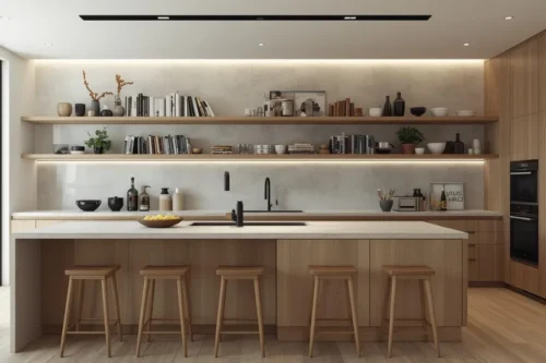 Dapur Minimalis dengan Rak Terbuka
