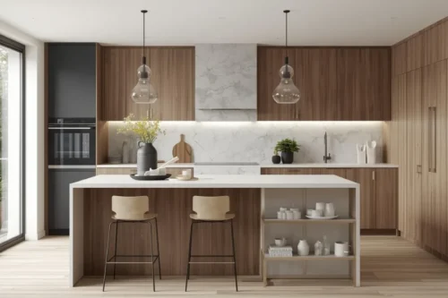Dapur dengan Sentuhan Kayu Alami