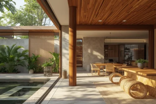 Material Alami yang Estetis dan Fungsional dari rumah tropis modern