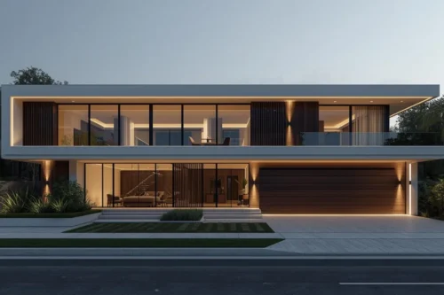 Fasad rumah berkonsep futuristik pada rumah mewah