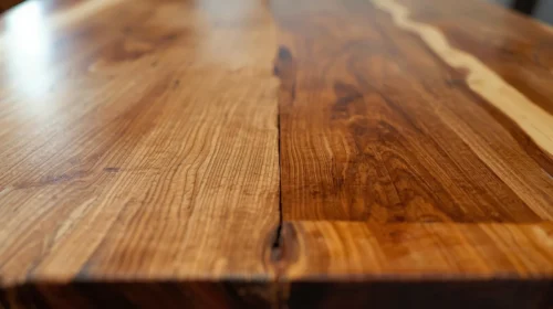 Meja Makan Kayu Solid dengan Tepi Alami (Live Edge)