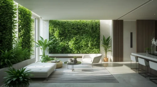 Taman Vertikal dan Area Hijau Minimalis