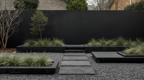 Desain Monokrom dengan Batu Alam Hitam