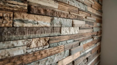 Dinding Aksen dengan Material Alam