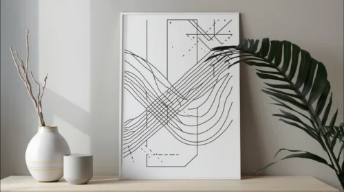 Poster Seni Abstrak atau Line Art