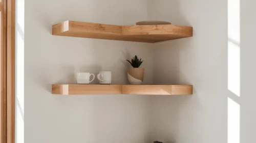 Rak Terbuka di Sudut Ruangan