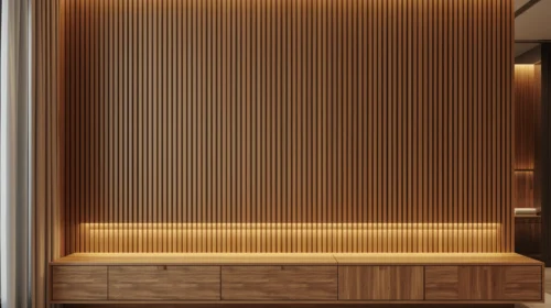 Wall Panel Kayu dengan Aksen Hidden Light