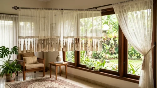 Vitrase dengan Aksen Rumbai (Tassel)