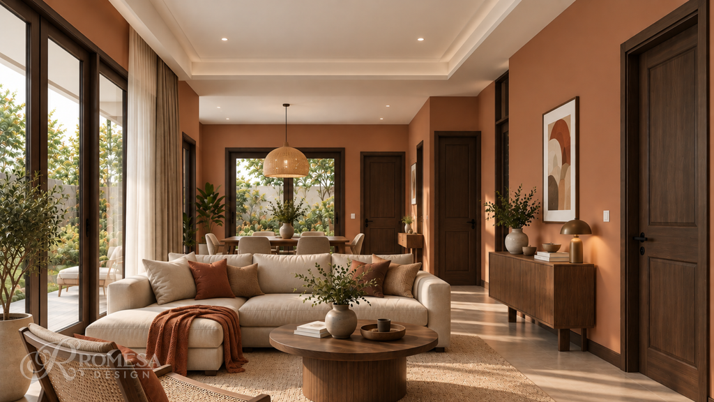 tembok 7. Terracotta dan Kusen Cokelat Tua